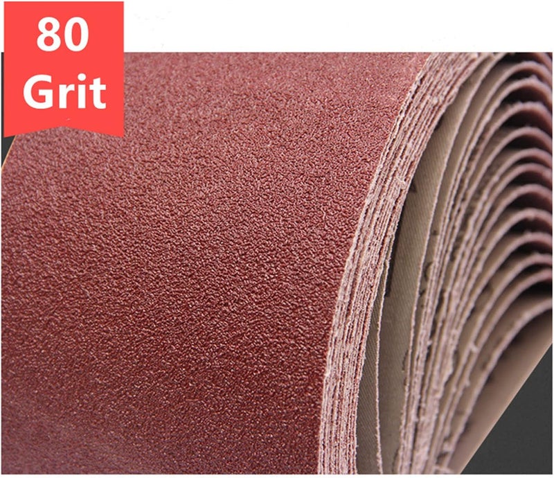 POTUINOM 3 x 21 Inch Sanding Belts 80 Grits - 10 Pack Sander Belts for Belt Sander, Best for Sanding Wood,Metal and Paint - Image 2